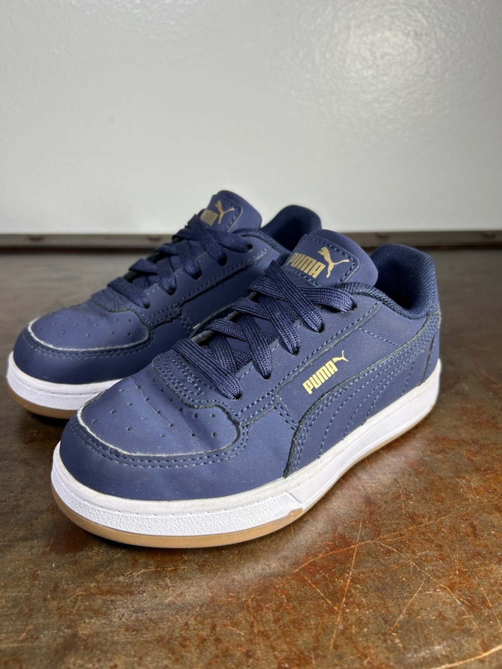 Puma Caven 2.0 Navy and Gold Low-Top Sneakers Youth Size 12
